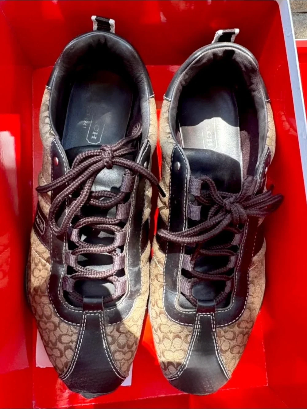 Coach Women’s Brown & Black Signature Canvas Sneakers